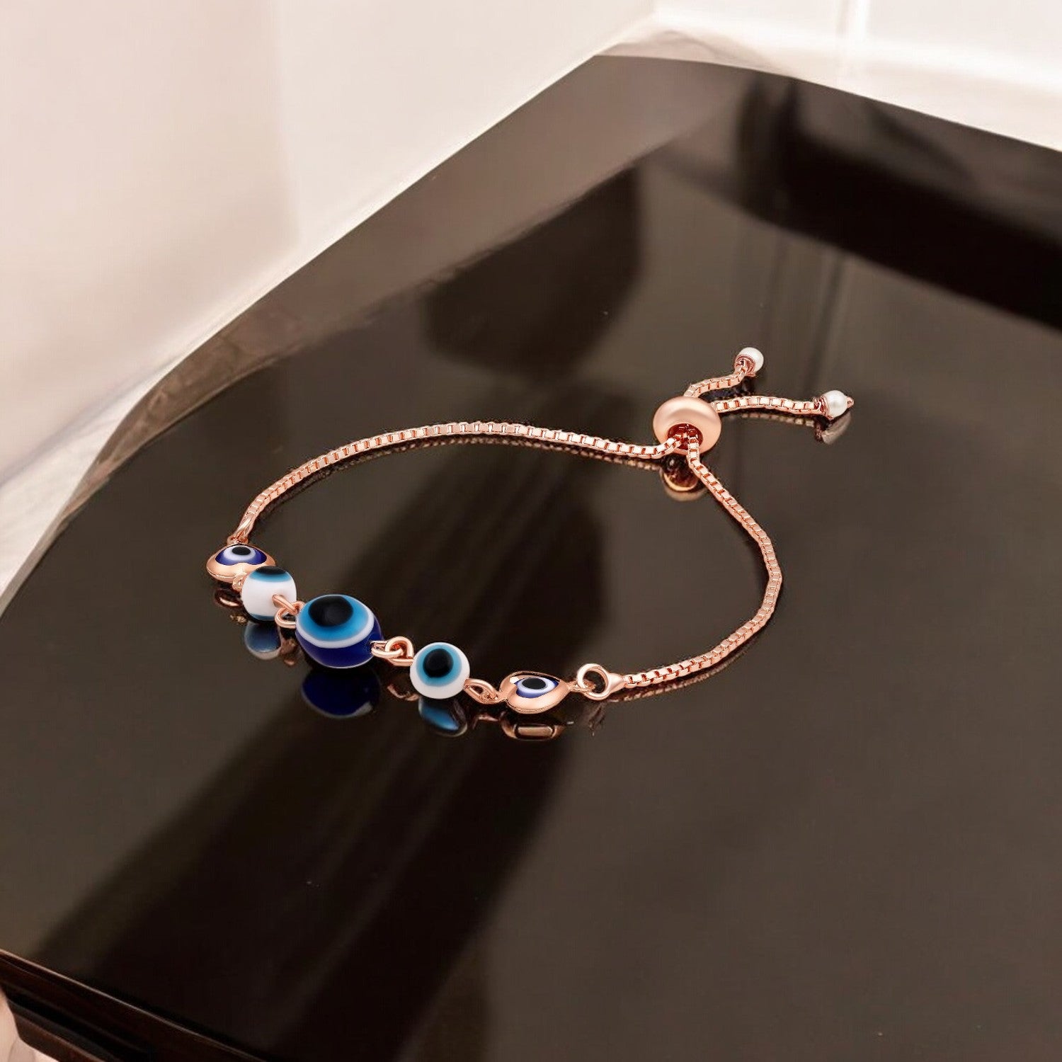 Evil Eye & Heart Adjustable Bracelet