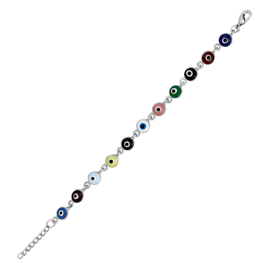 Meena Enamel Evil Eye Multicolor Unisex Nazariya Bracelet
