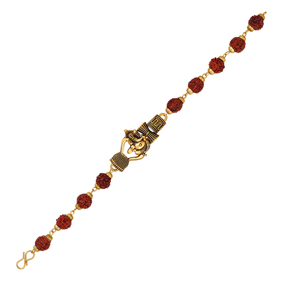 Trishul Lord Ganpati & Damru Adjutable Religious Rudraksha Bracelet