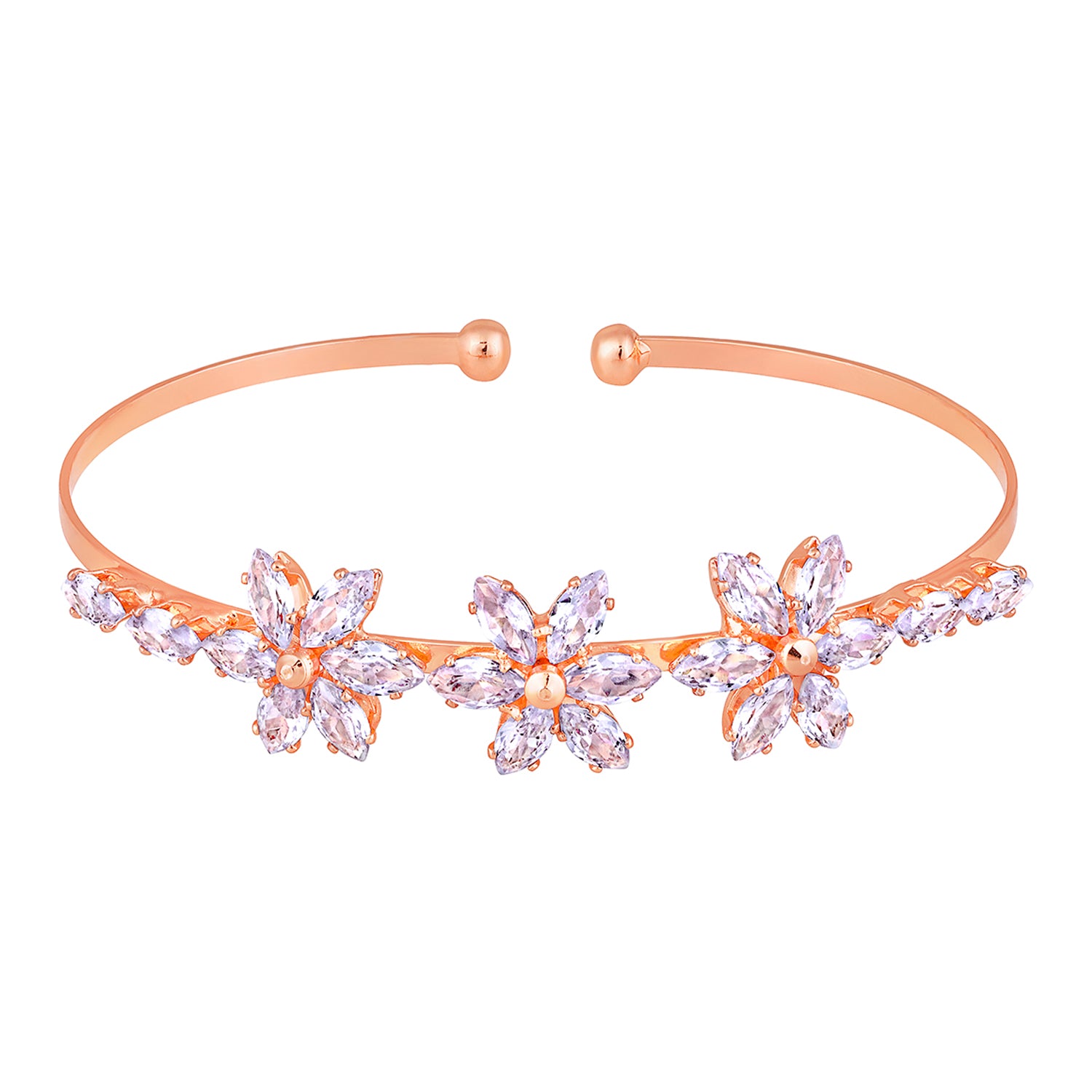 Floral Shaped CZ Studded Adjustable Kada / Bracelet for Women