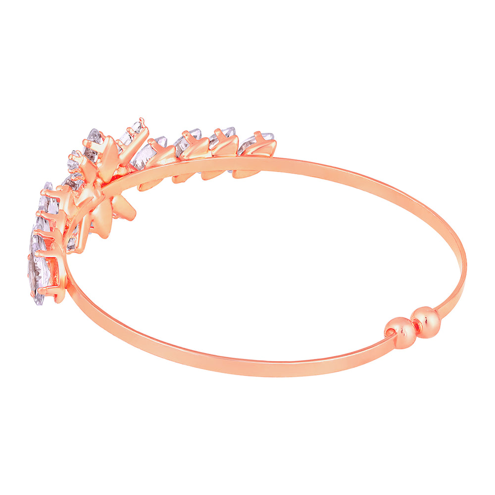 Floral Shaped CZ Studded Adjustable Kada / Bracelet for Women