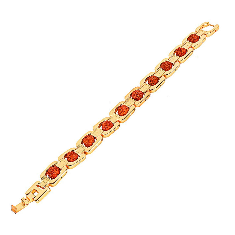 Rudraksha Gold Link Men Bracelet