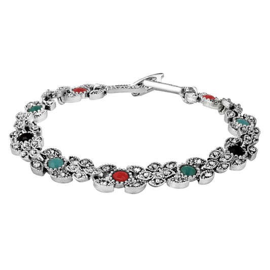 Multicolor Crystals Oxidised Bracelet