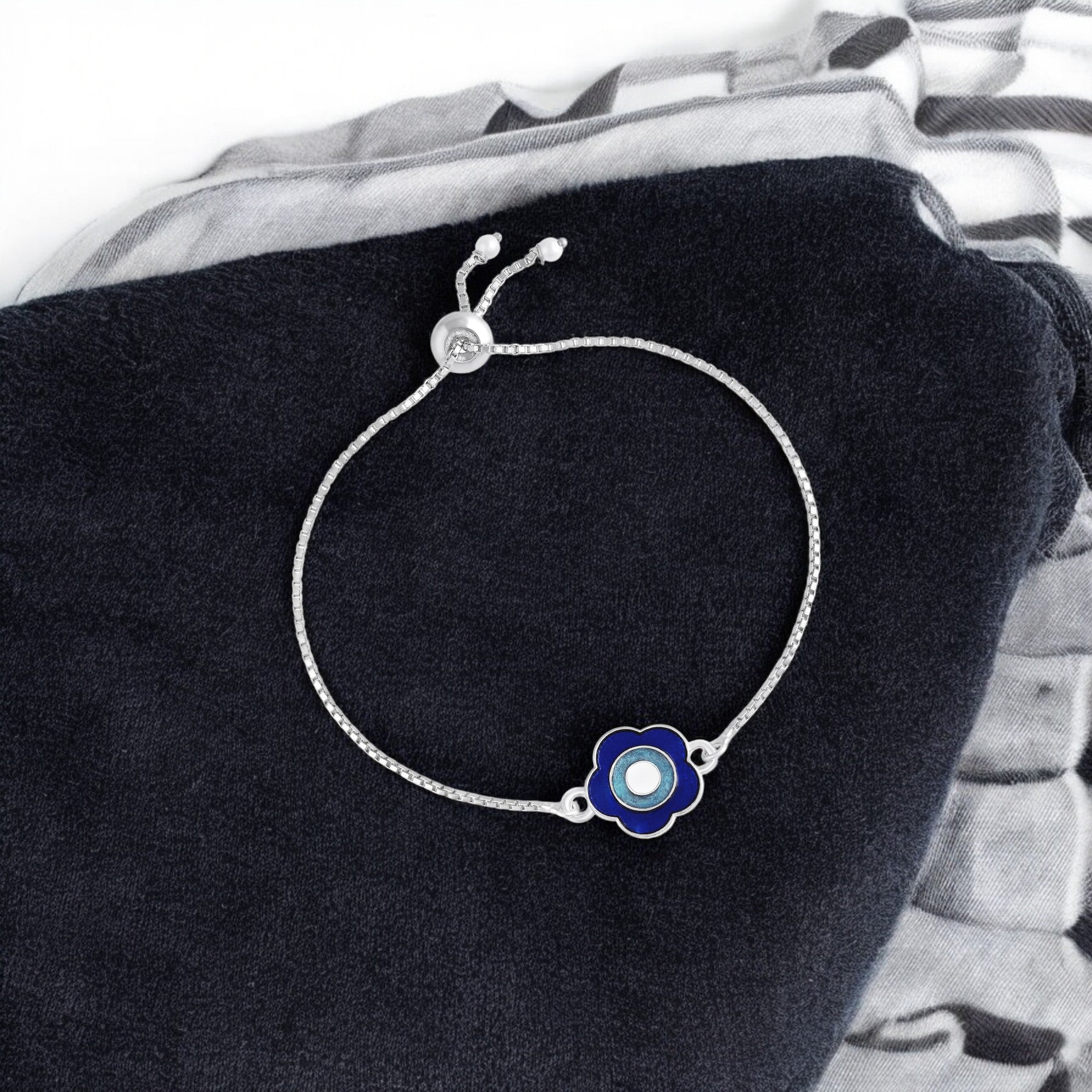 Meenakari Enamel Floral Evil Eye Adjustable Bracelet