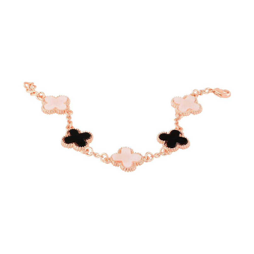 Floral Link Chain Clover Bracelet