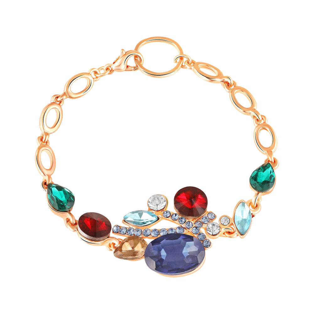 Multicolor Crystals Link Chain Bracelet