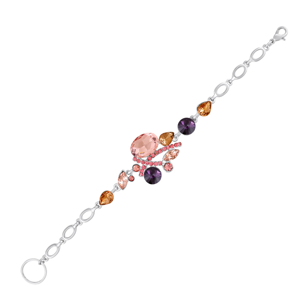Multicolor Crystals Link Chain Bracelet