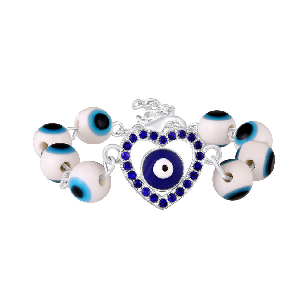 Red Heart and Evil Eye Adjustable Bracelet