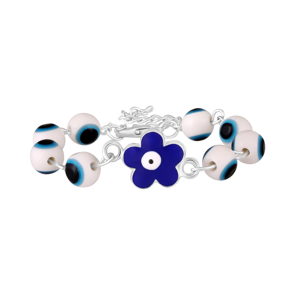 Meenakari Enamel Dual Floral Red Evil Eye Adjustable Bracelet