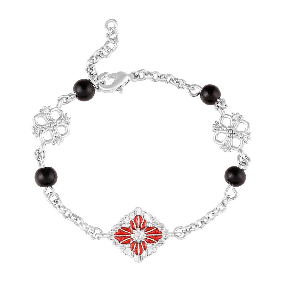 Red Meenakari Floral Adjustable Bracelet