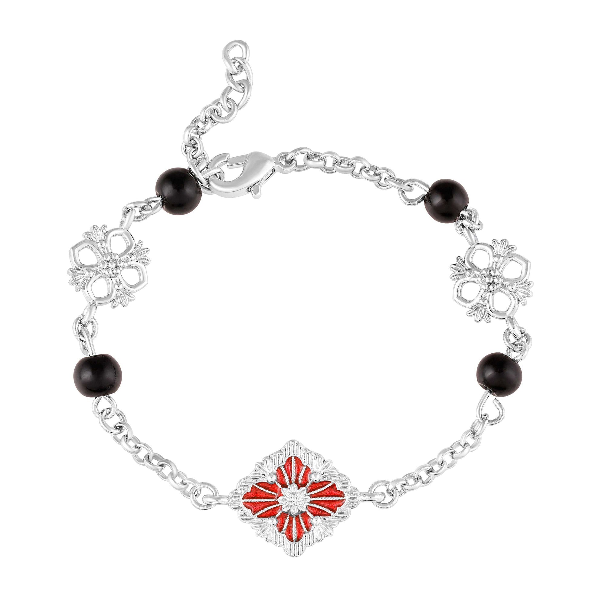 Red Meenakari Floral Adjustable Bracelet