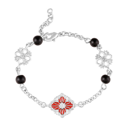 Red Meenakari Floral Adjustable Bracelet