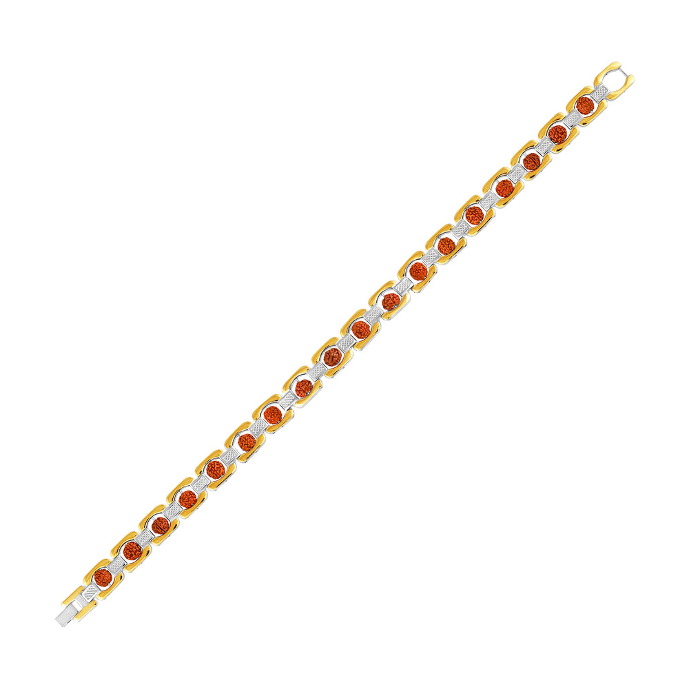 Rudraksha Gold Link Men Bracelet