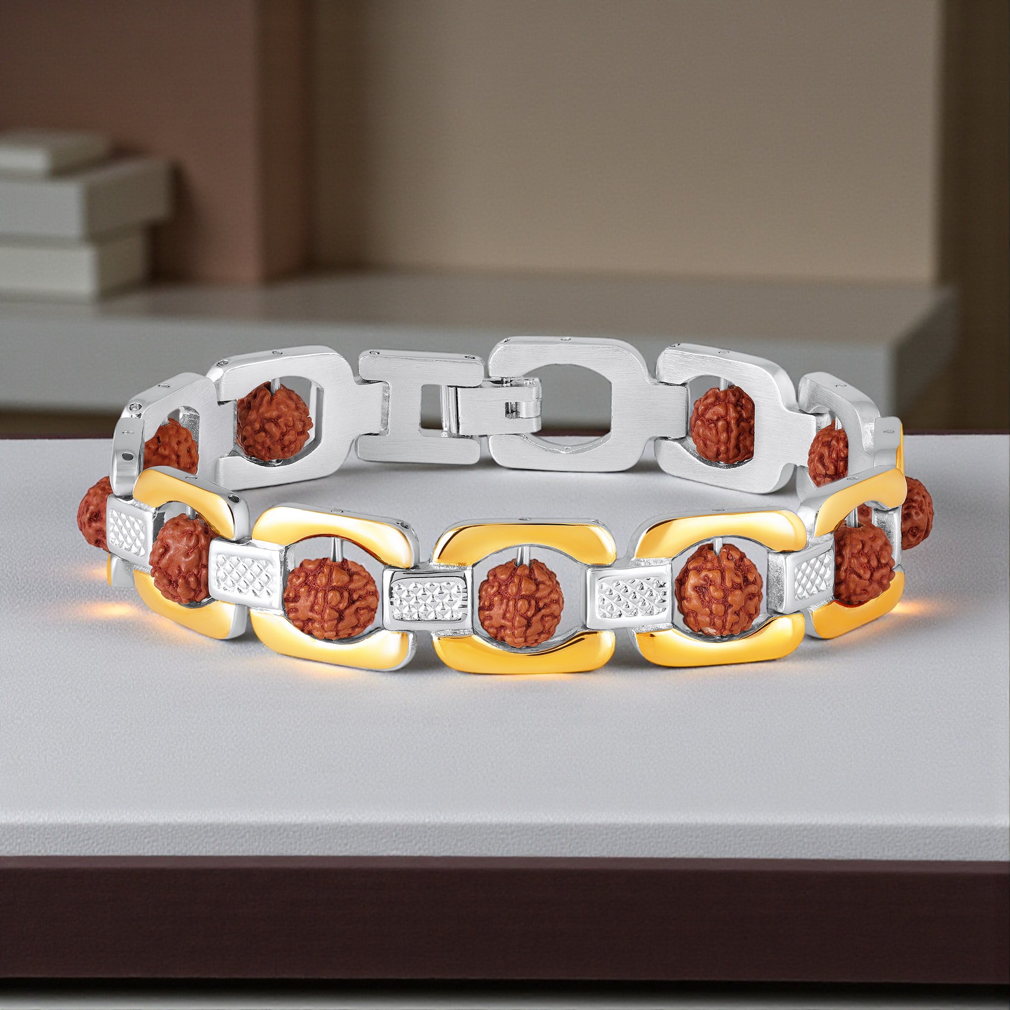 Premium Link Design Rudraksha Bracelet
