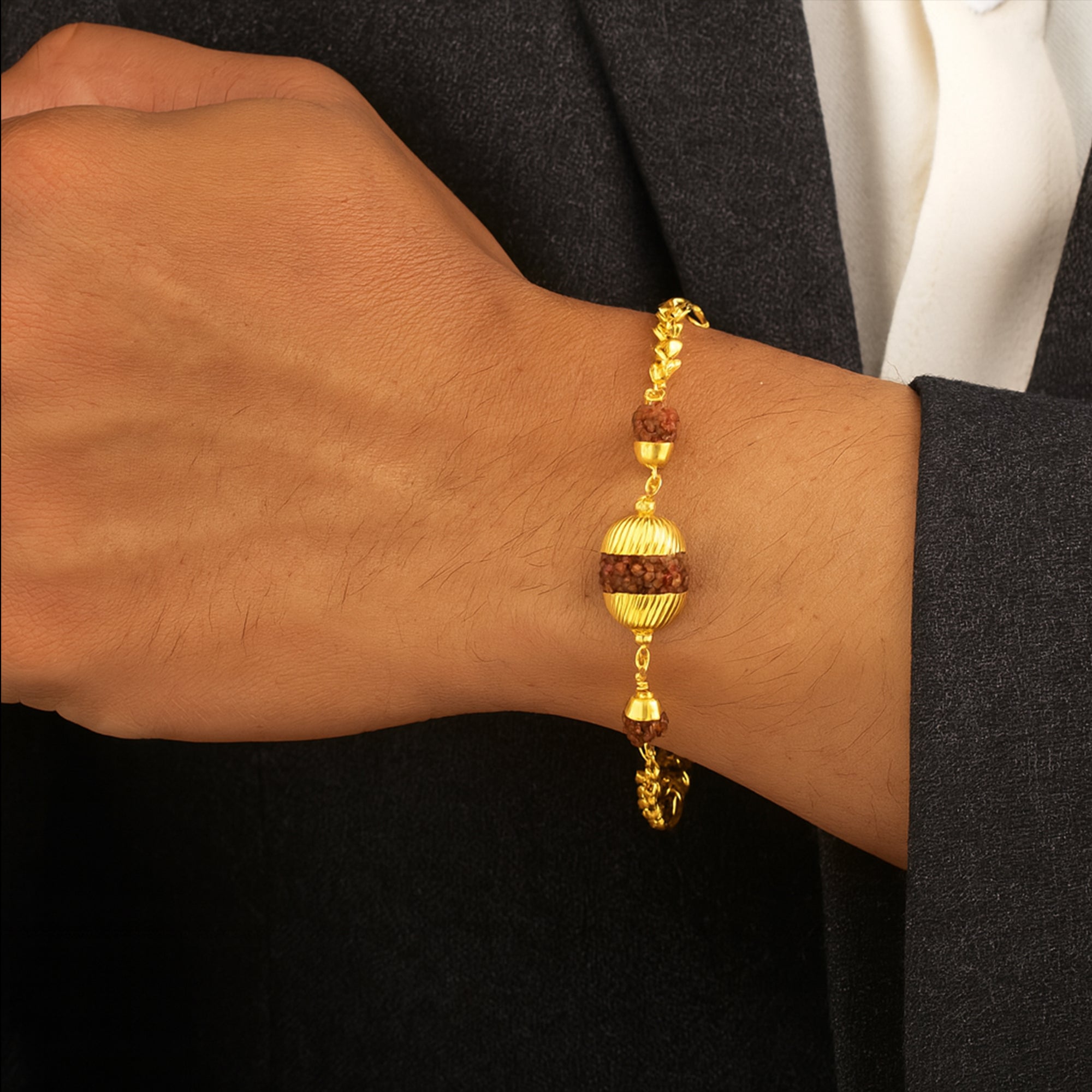 Religious Gold Tone Rudraksha Bracelet