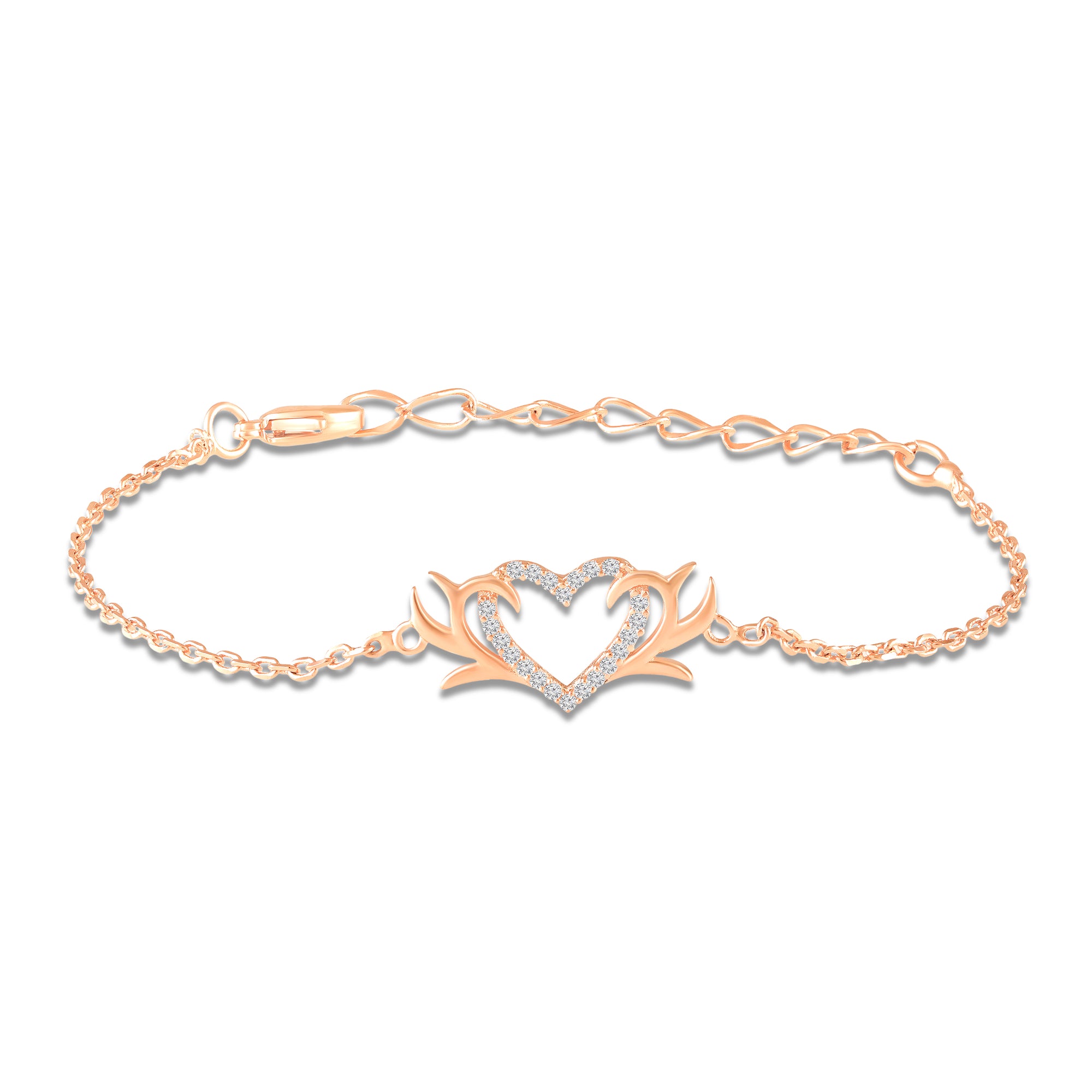 Tiny White Crystals Studded Valentine Gift Heart Bracelet