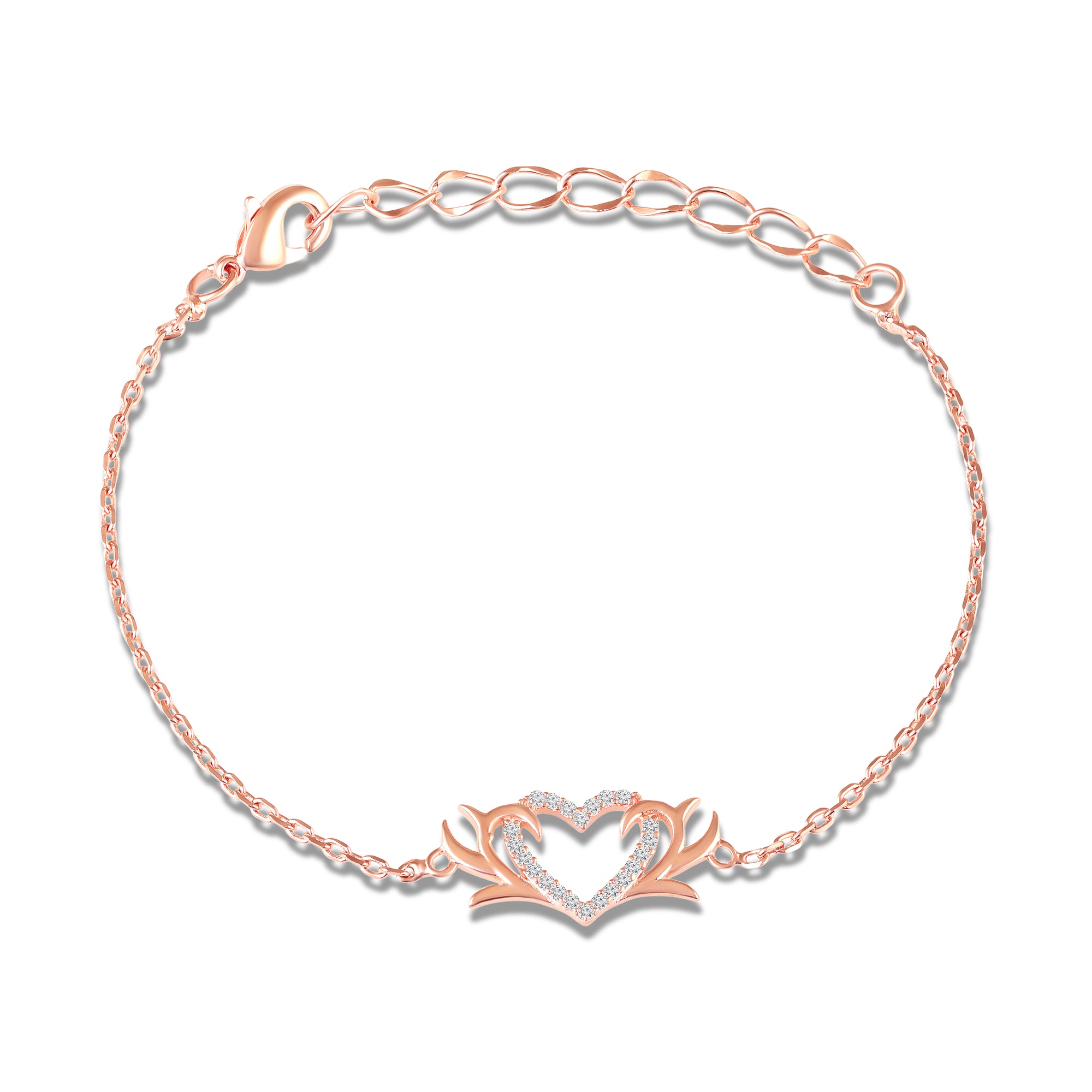 Tiny White Crystals Studded Valentine Gift Heart Bracelet