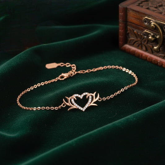 Tiny White Crystals Studded Valentine Gift Heart Bracelet