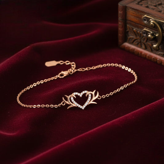 Tiny White Crystals Studded Valentine Gift Heart Bracelet