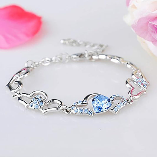 Lovely Heart Link Crystals Bracelet