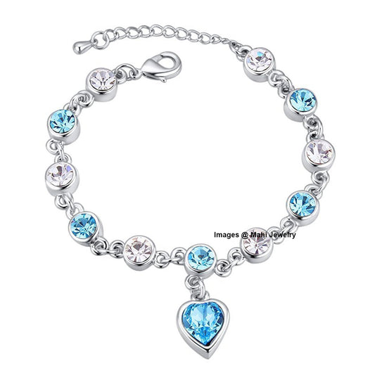 Valantine Gift Blue Heart Crystal Bracelet