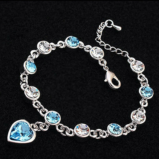 Valantine Gift Blue Heart Crystal Bracelet