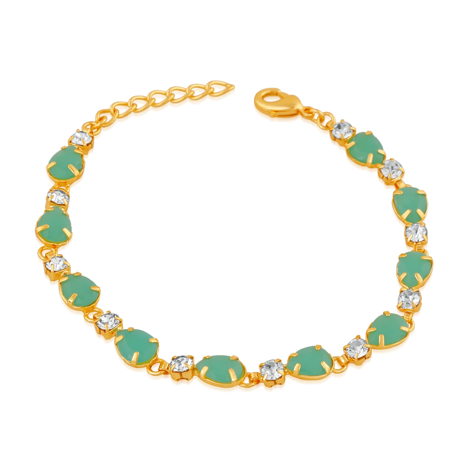 Designer green crystal link bracelet