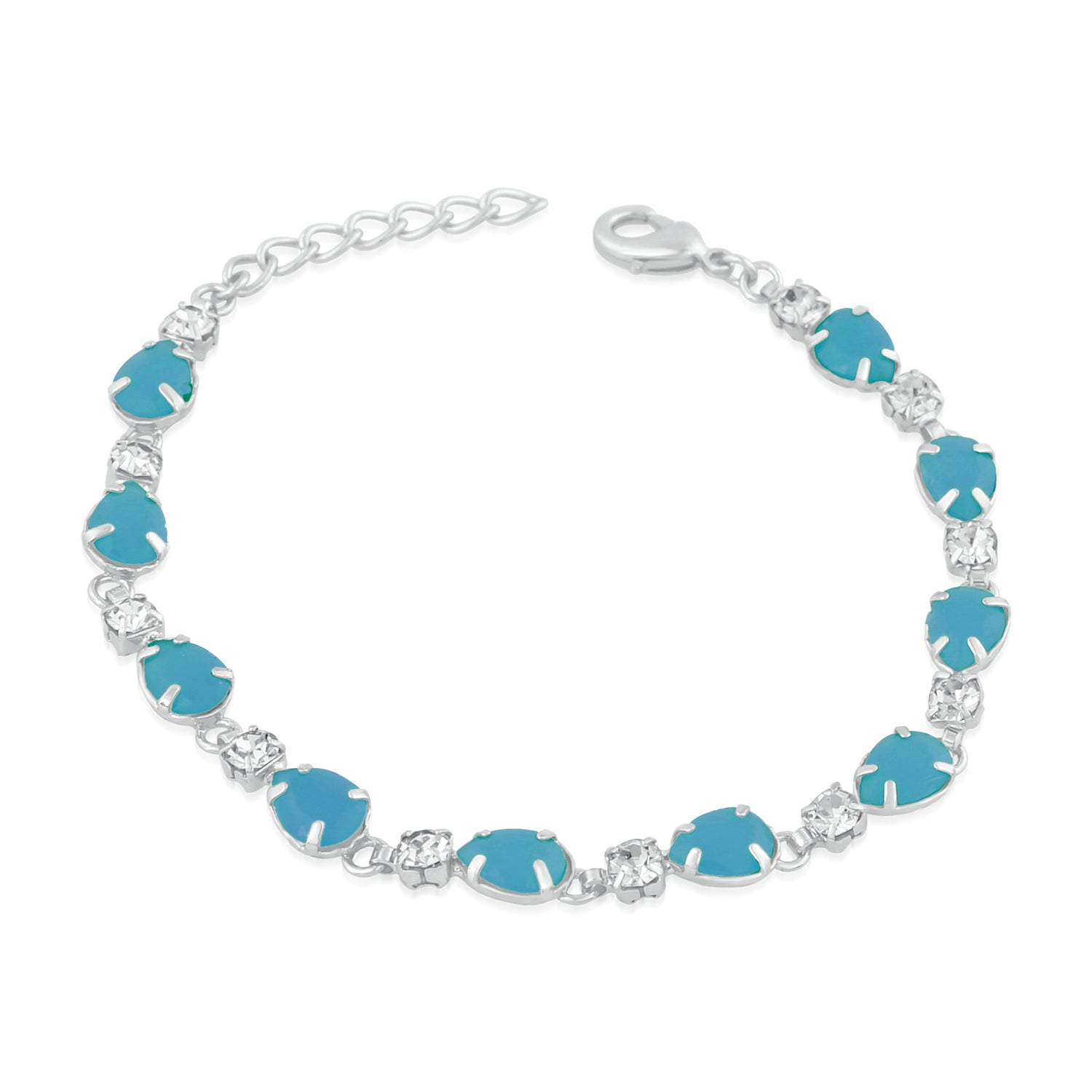 Delicate Blue Crystal link adjustable Bracelet