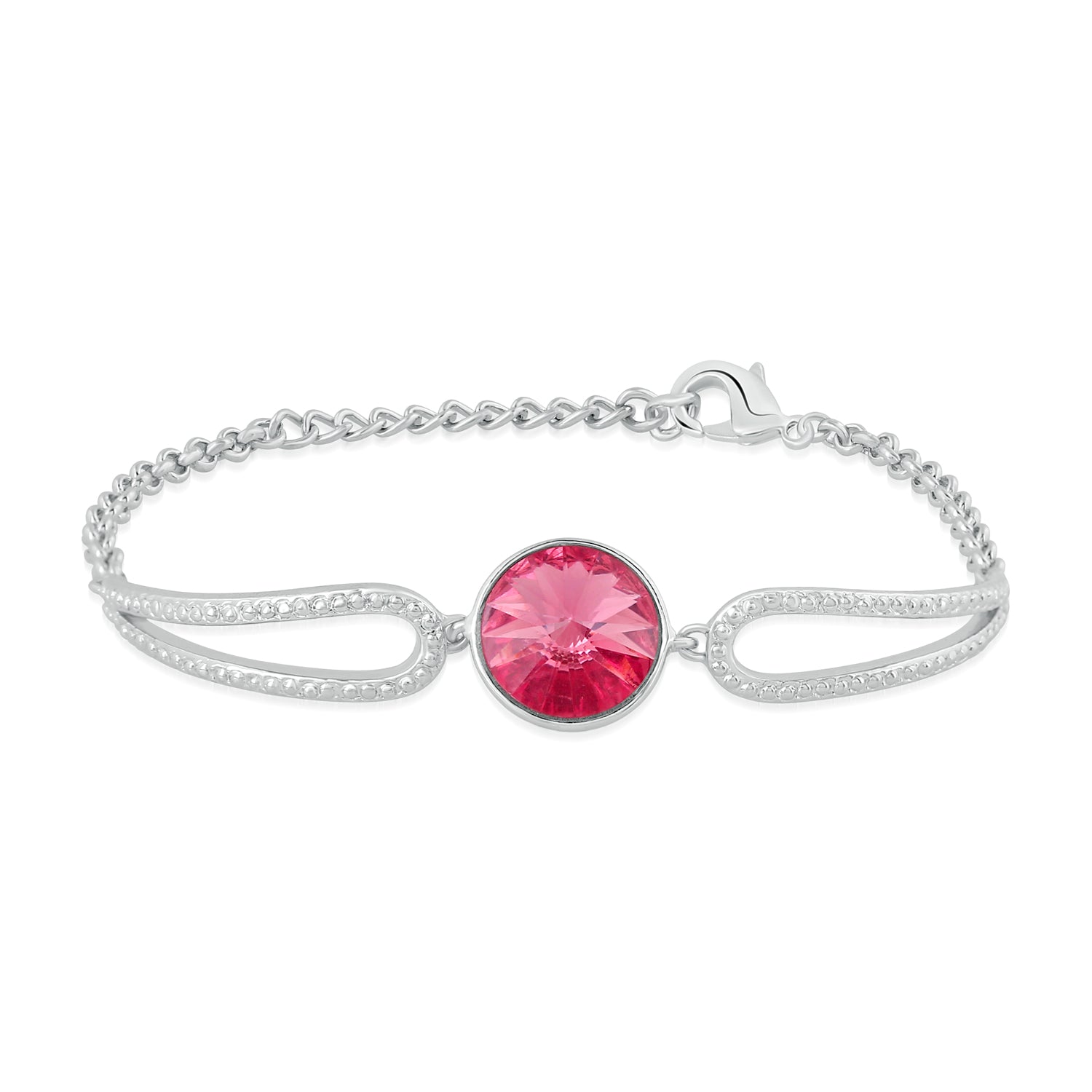 Solitaire Pink Crystal Adjustable Bracelet