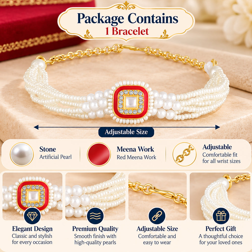 Meena Work Artificial Pearls Layred Bracelet