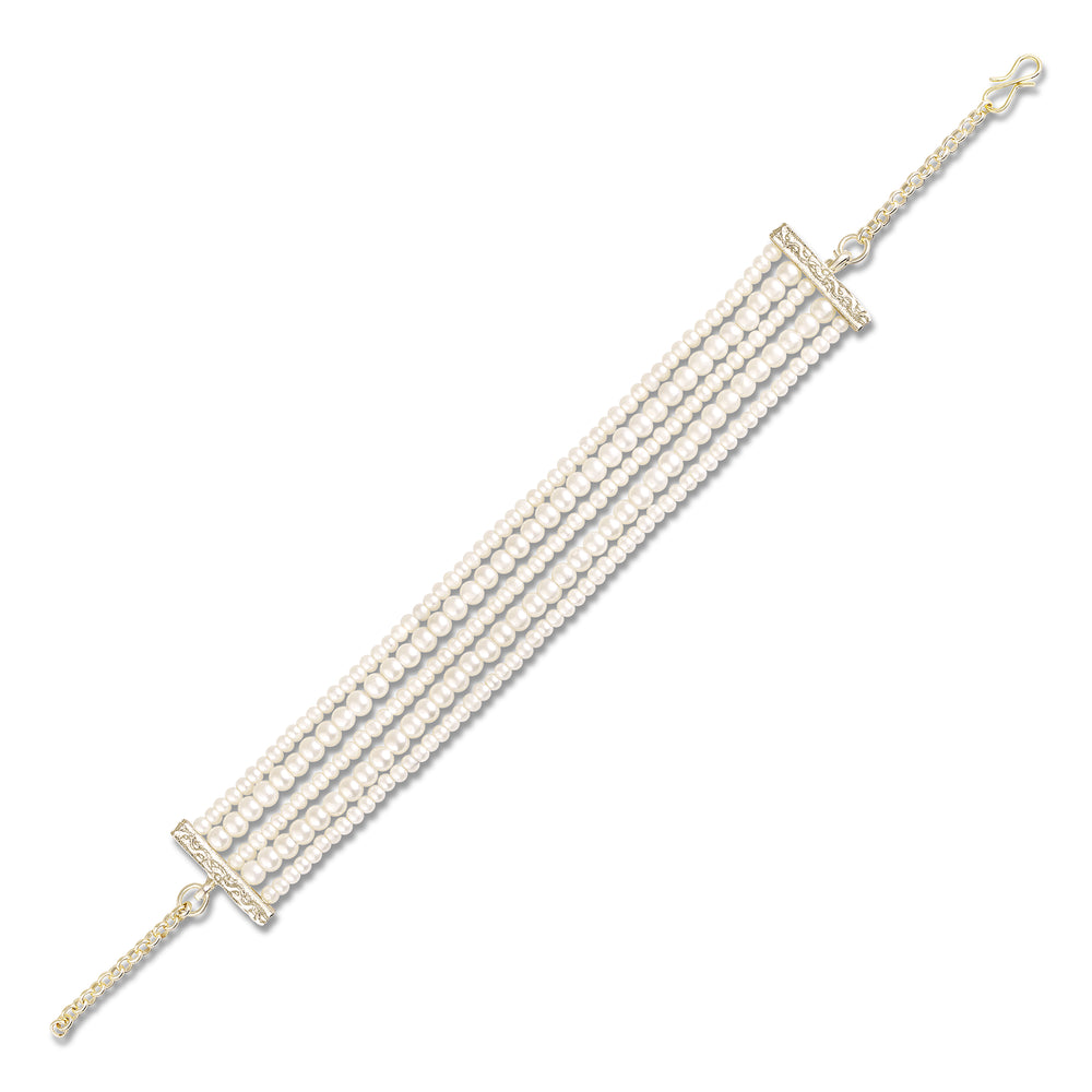 Meena Work Artificial Pearls Layred Bracelet