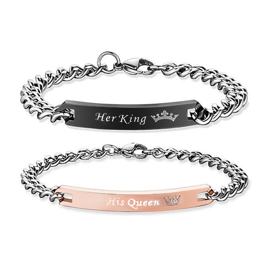 Glamorous Her King and His Queen Couple Bracelet