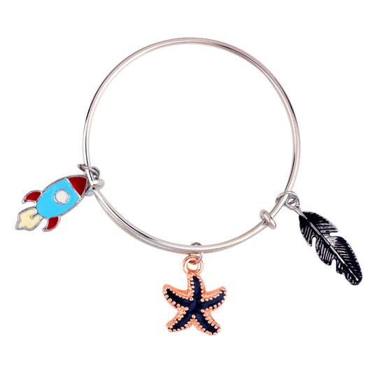 Multicolor 3 Meena Work Enamel Charms Kids Bracelets