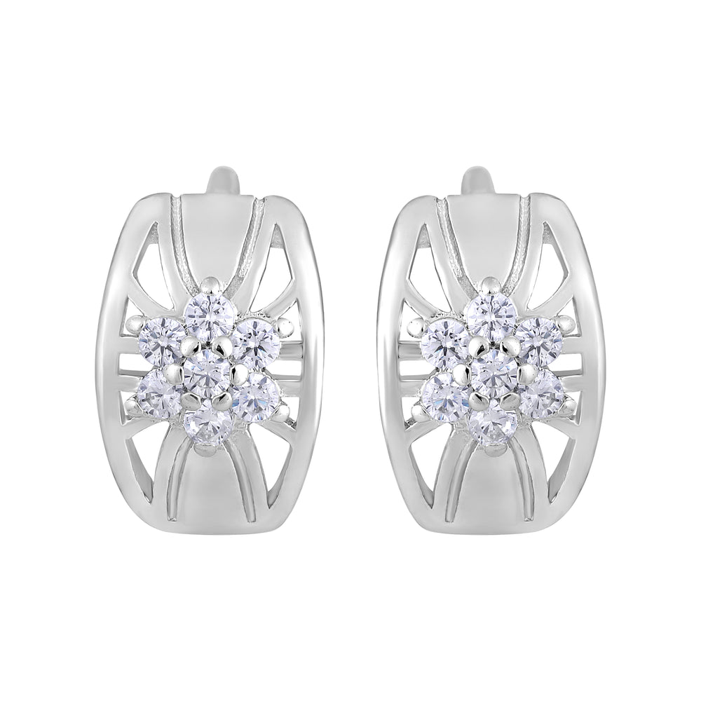 Floral American Diamond Bali Earrings