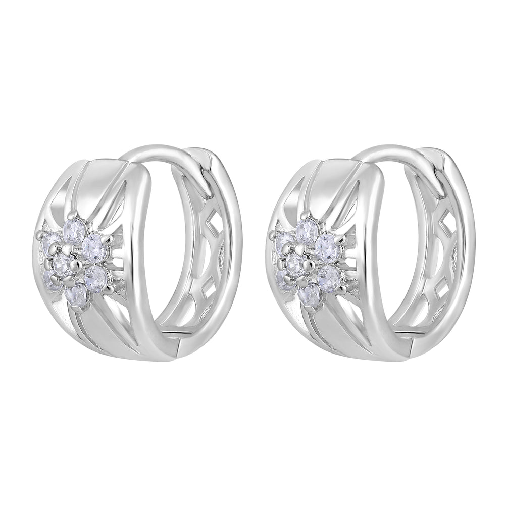 Floral American Diamond Bali Earrings