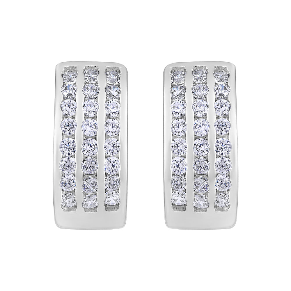American Diamond Bali Hoop Earrings