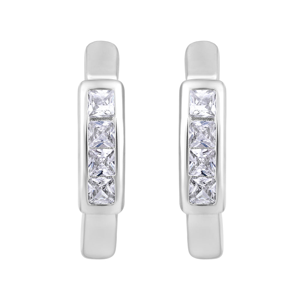 American Diamond Bali Hoop Earrings