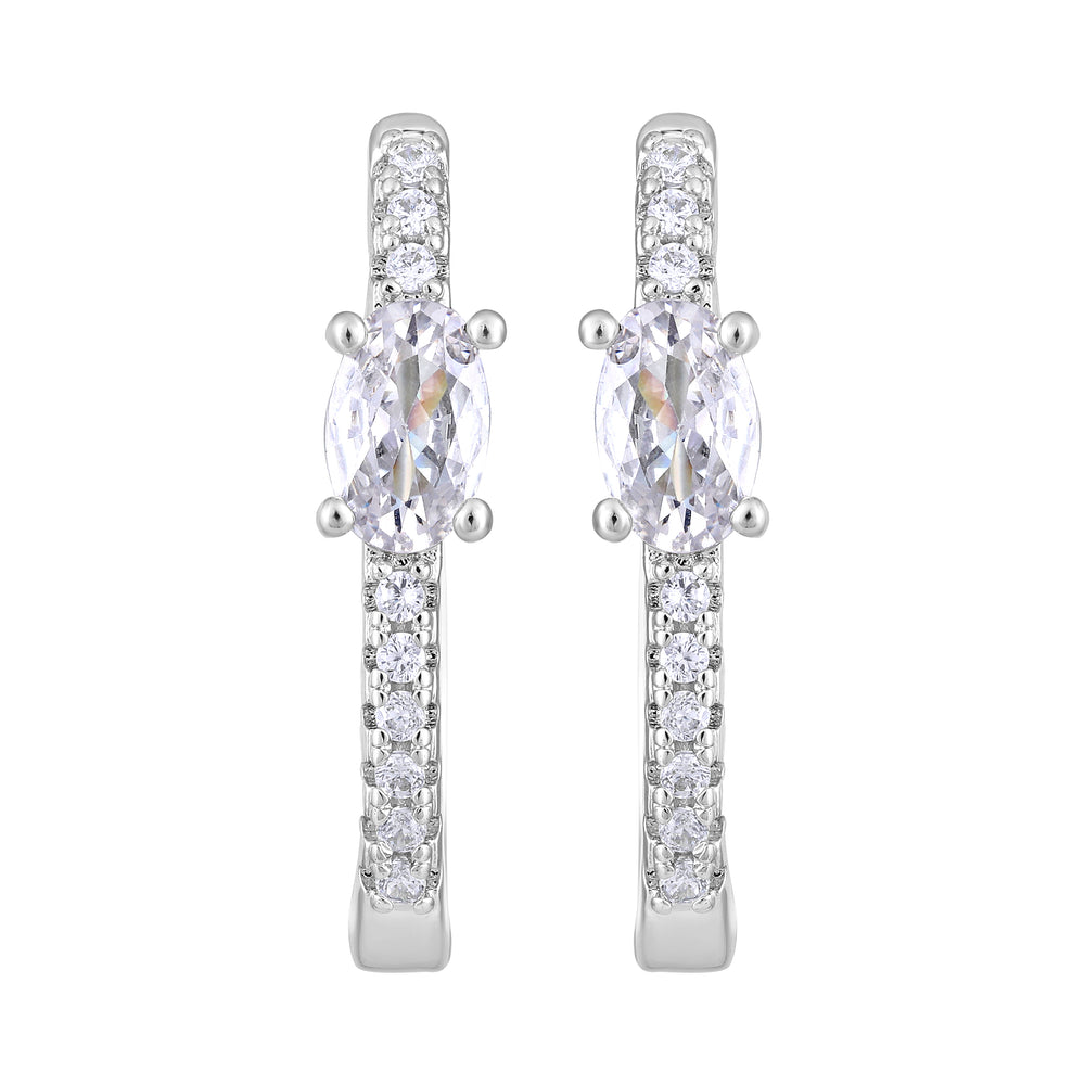 American Diamond Hoop Huggie Earrings