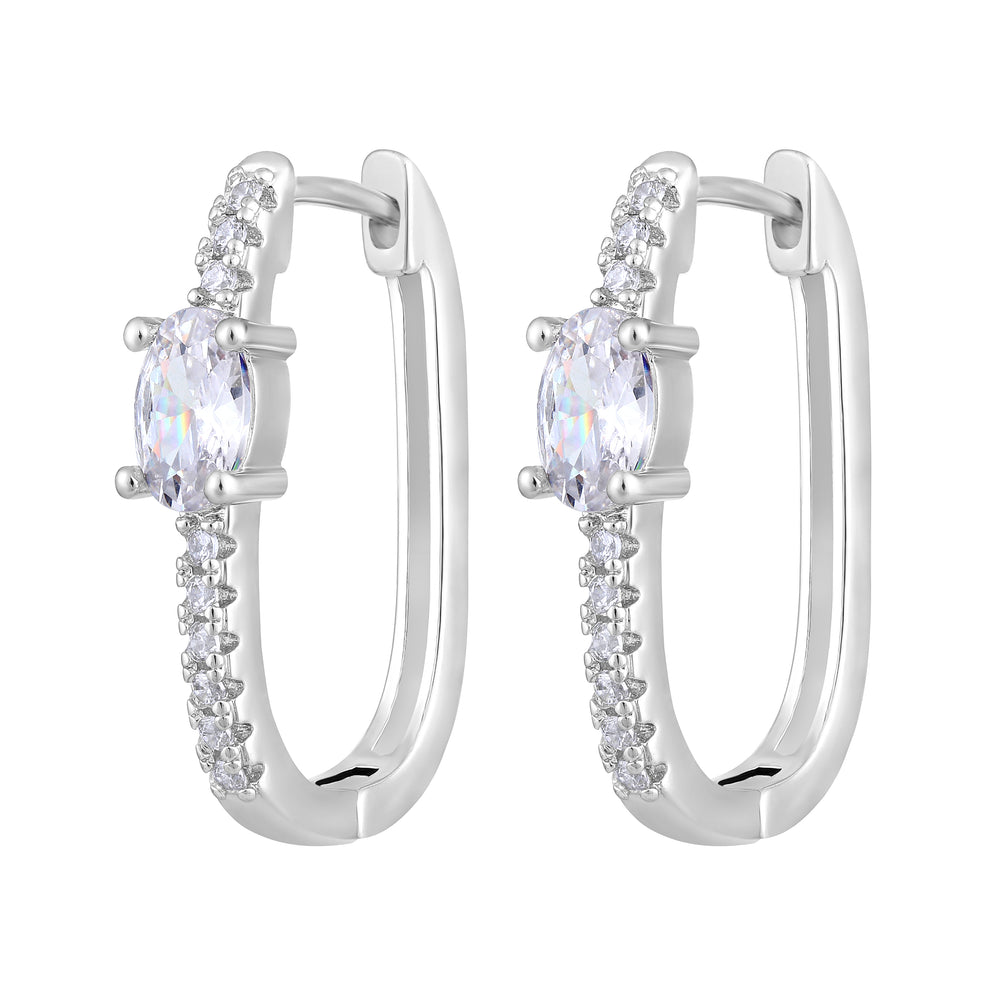 American Diamond Hoop Huggie Earrings