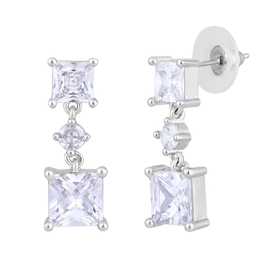 American Diamond Square Shape Drop Earrings