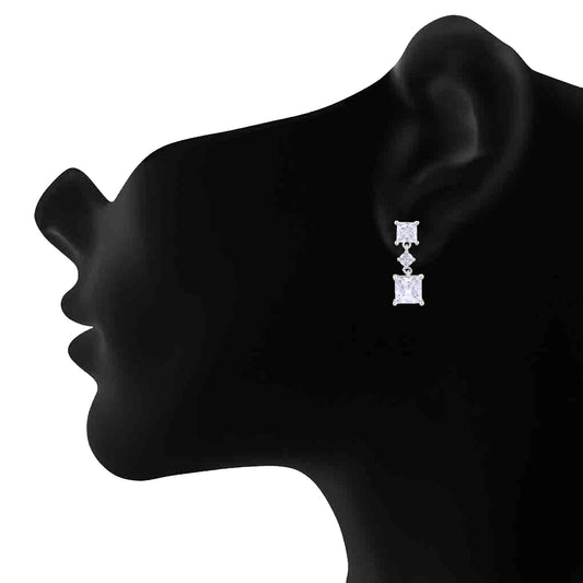 American Diamond Square Shape Drop Earrings