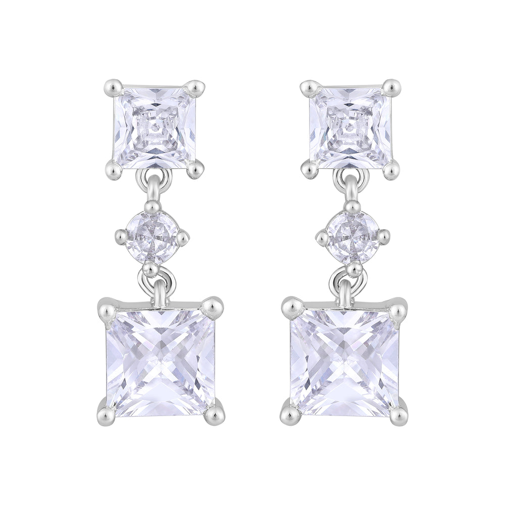 American Diamond Square Shape Drop Earrings