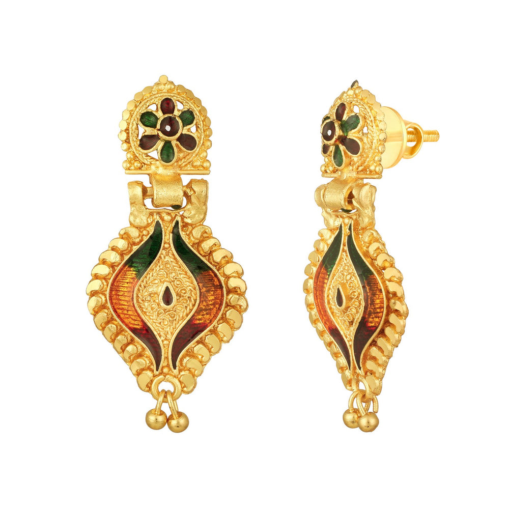 Colourful Peacock Shaped Meenakari Work Traditional Necklace Set