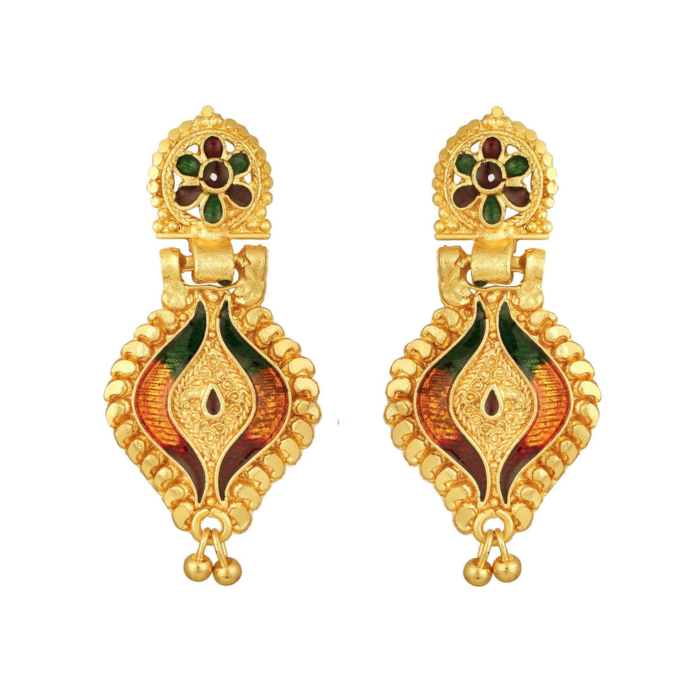 Colourful Peacock Shaped Meenakari Work Traditional Necklace Set