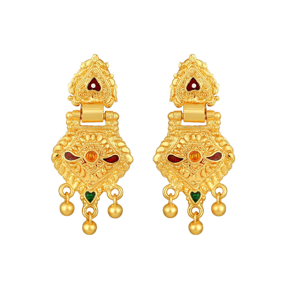 Colourful Peacock Shaped Meenakari Work Traditional Necklace Set