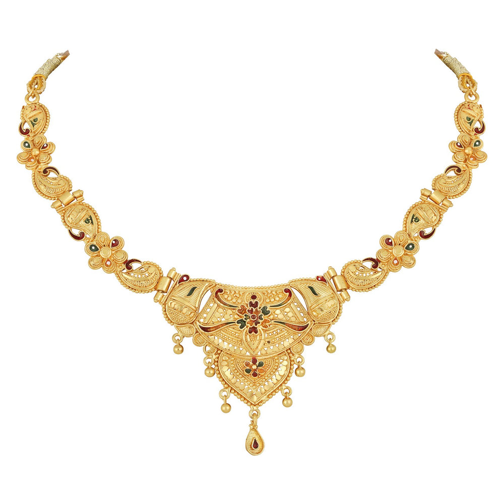 Colourful Peacock Shaped Meenakari Work Traditional Necklace Set