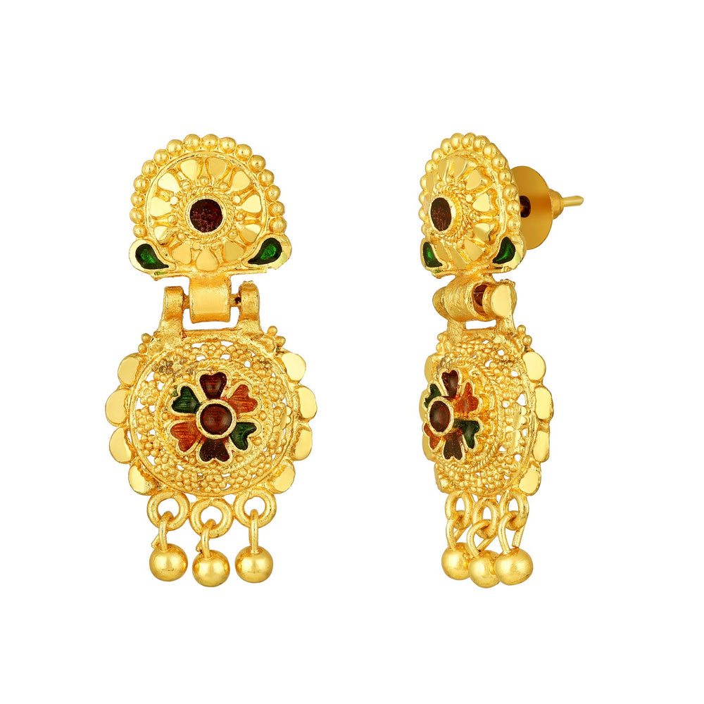 Traditional Floral Shaped Multicolour Meenakari Work Necklace Set