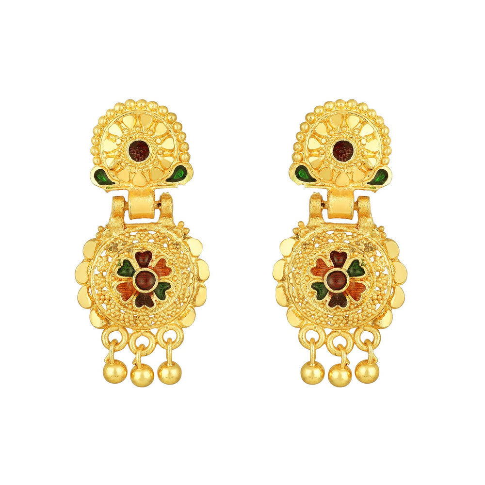 Traditional Floral Shaped Multicolour Meenakari Work Necklace Set