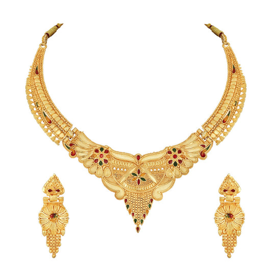 Traditional Floral Multicolour Meenakari Work Necklace Set
