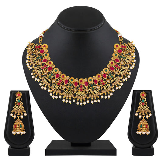 Traditional Multicolour White Kundan Choker Necklace Set